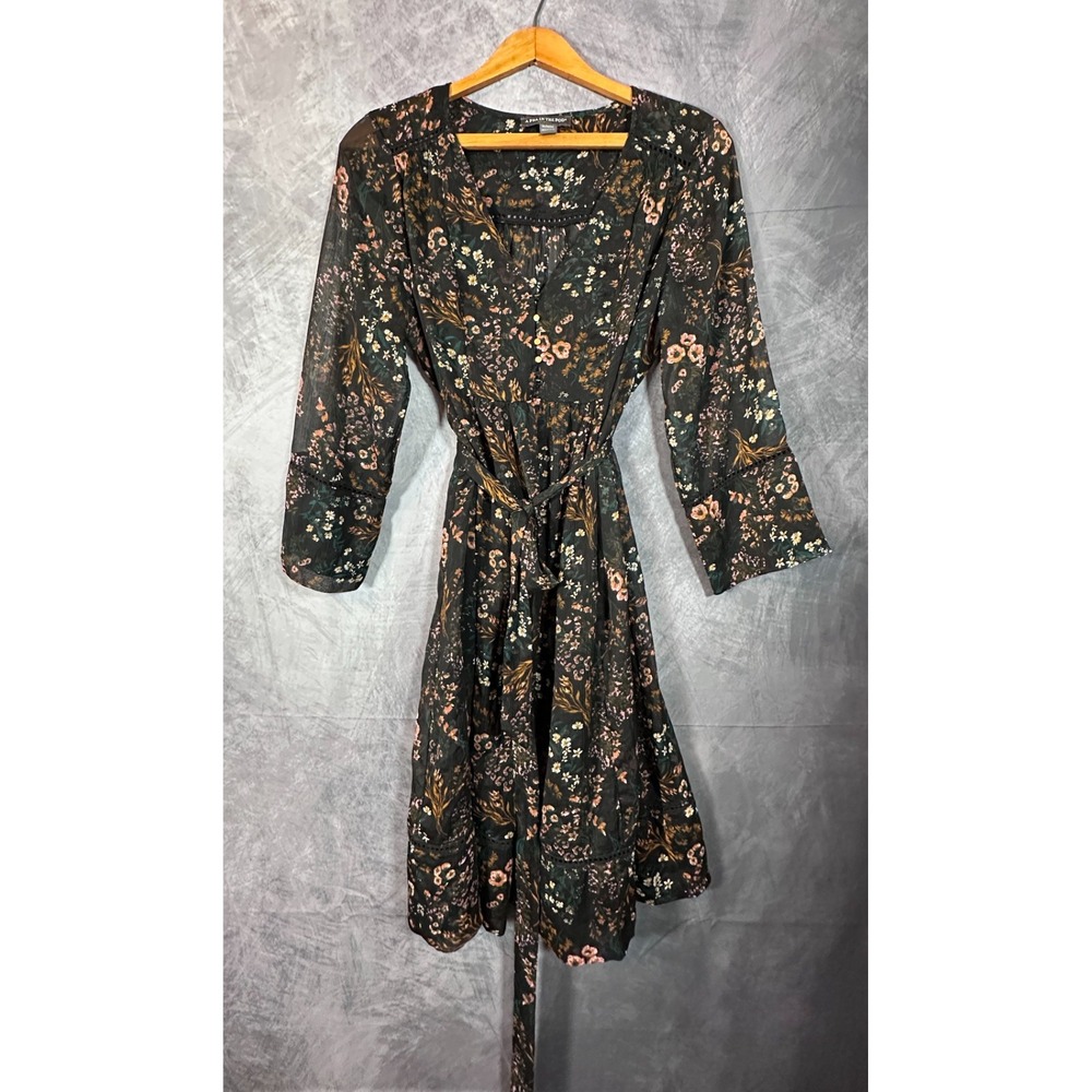 A Pea in the Pod Maternity Dress Womens‎ M Multicolor Floral Crinkle Belted Midi